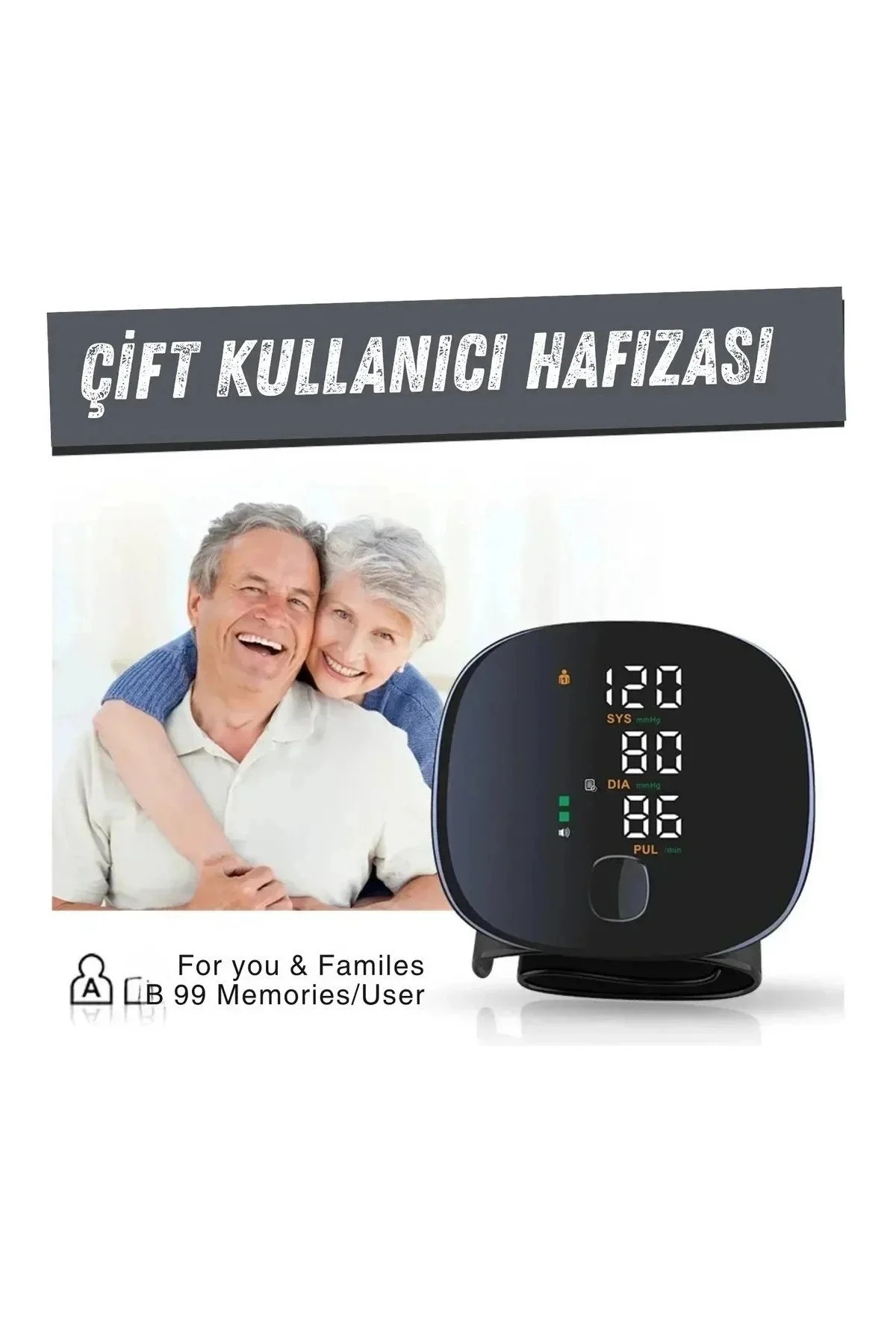 Dijital Türkçe Konuşan Bilekten Tam Otomatik Tansiyon Ölçme Aleti Renkli Akıllı LCD Sesli Uyarı