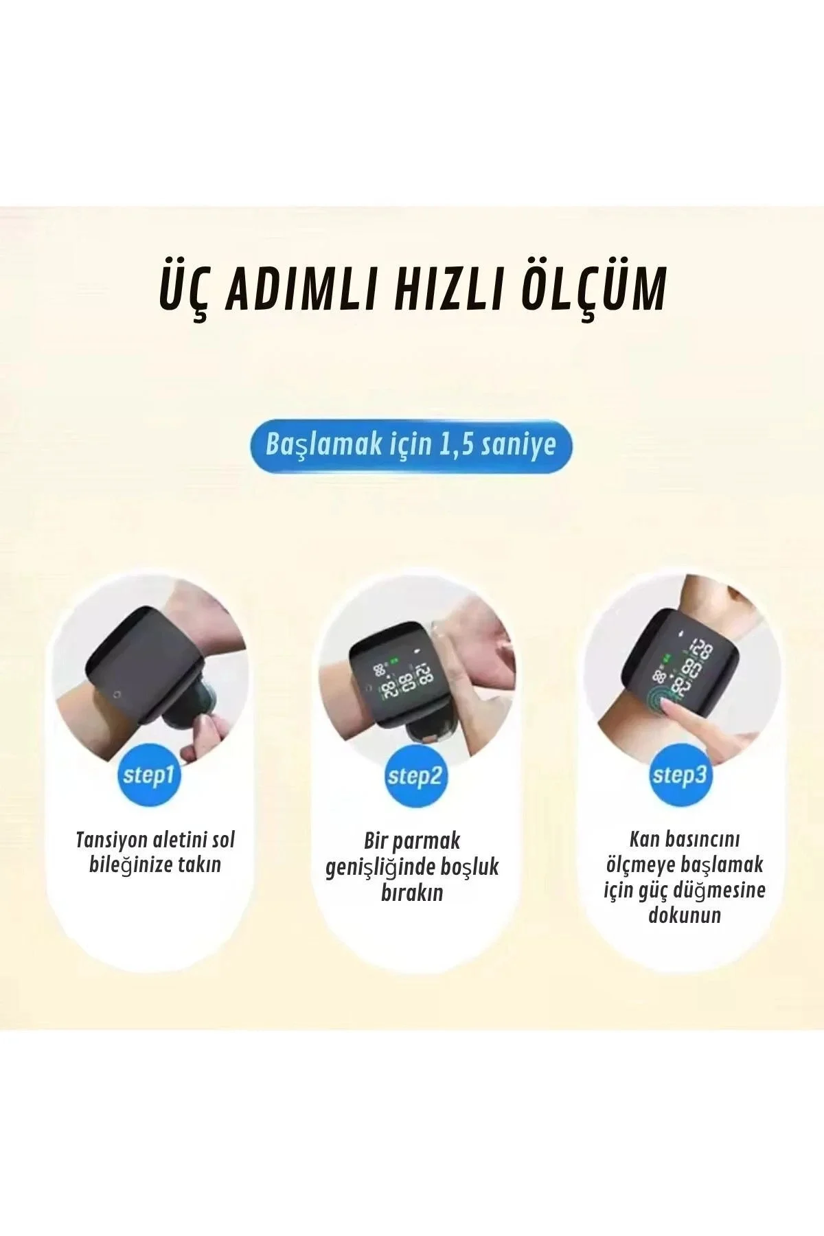 Dijital Türkçe Konuşan Bilekten Tam Otomatik Tansiyon Ölçme Aleti Renkli Akıllı LCD Sesli Uyarı