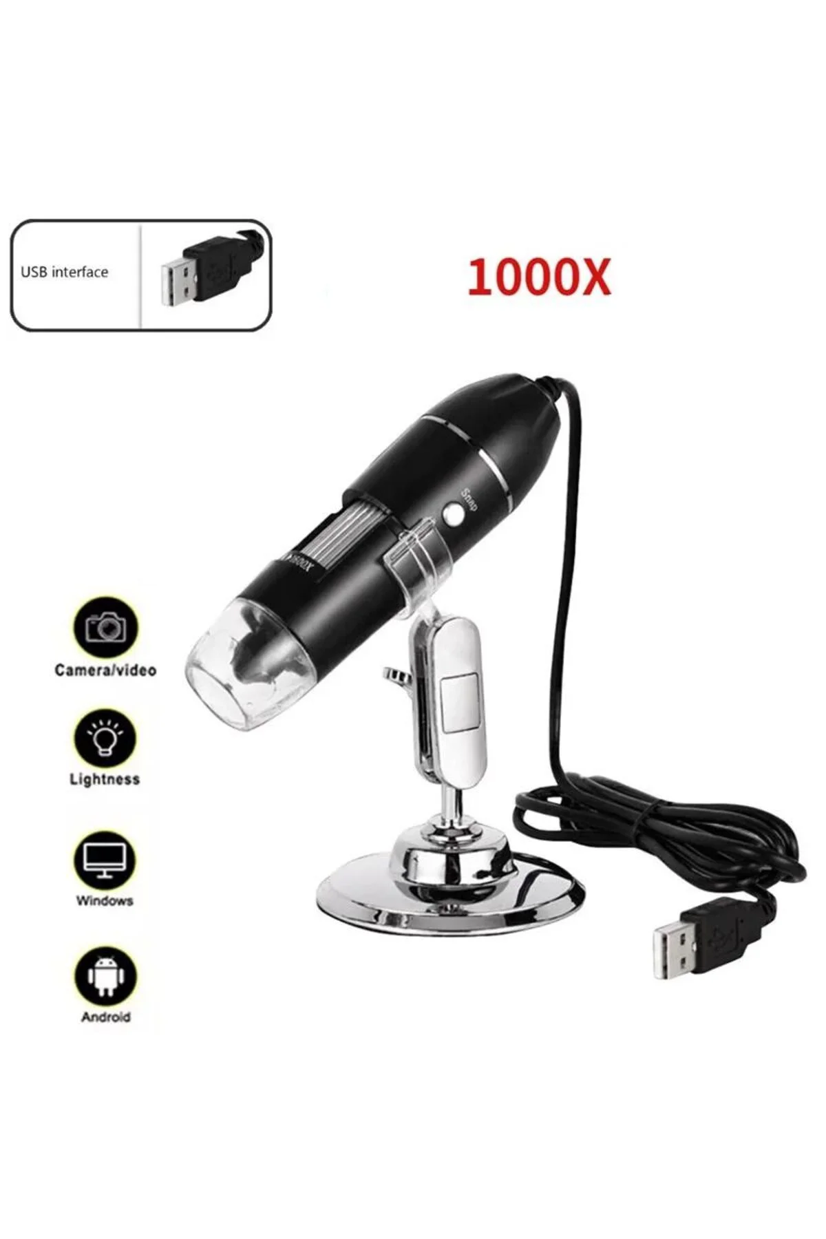 Dijital USB Mikroskop 1000X Zoom Electronic Magnifier – Fotoğraf 