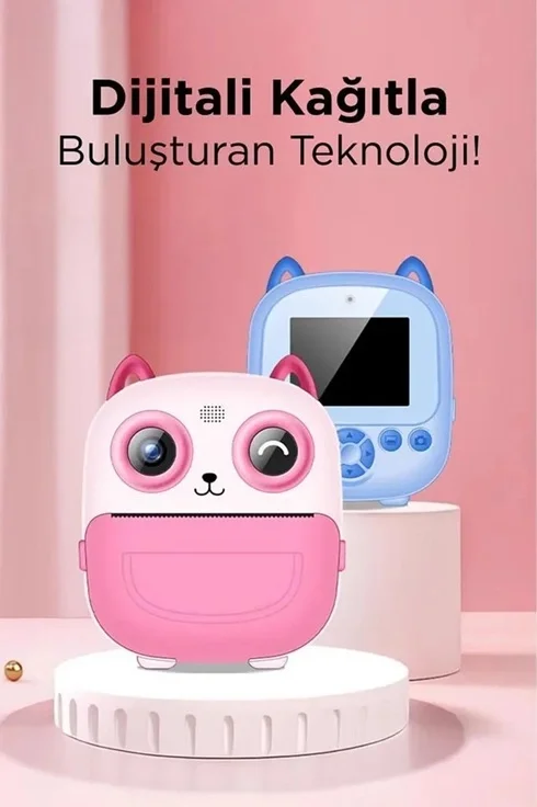 Dijital Video Fotoğraf App Destekli Çocuk Kamerası Termal Resim Kağıt Baskılı Yazıcı Pembe Dijital Video Fotoğraf App Destekli Çocuk Kamerası Termal Resim Kağıt Baskılı Yazıcı Pembe