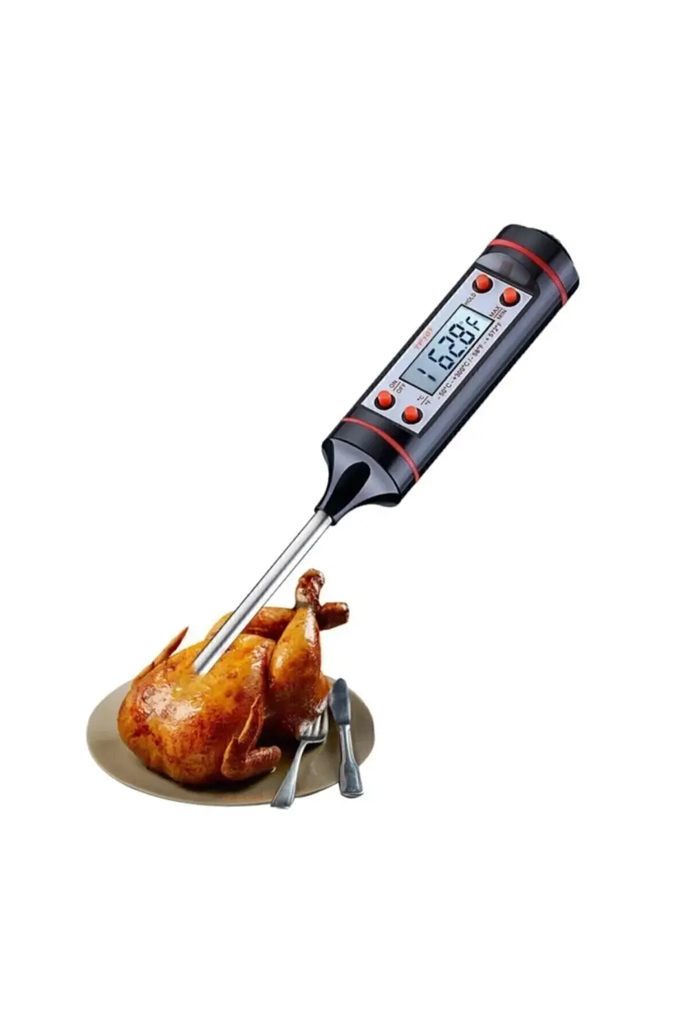 Dijital Yemek Gıda Mutfak Termometre Sıcaklık Ölçer Tp-101 (beyaz