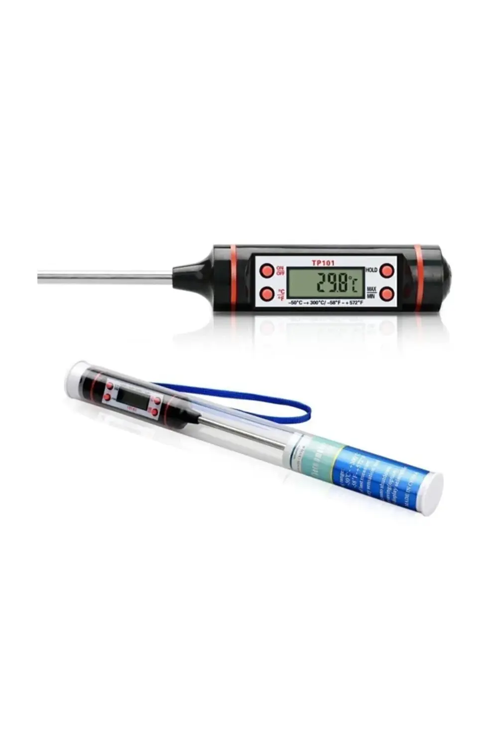Dijital Yemek Gıda Mutfak Termometre Sıcaklık Ölçer Tp-101 (beyaz