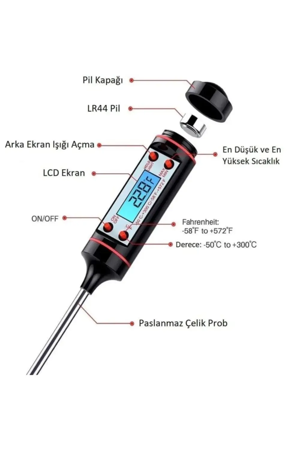 Dijital Yemek Gıda Mutfak Termometresi