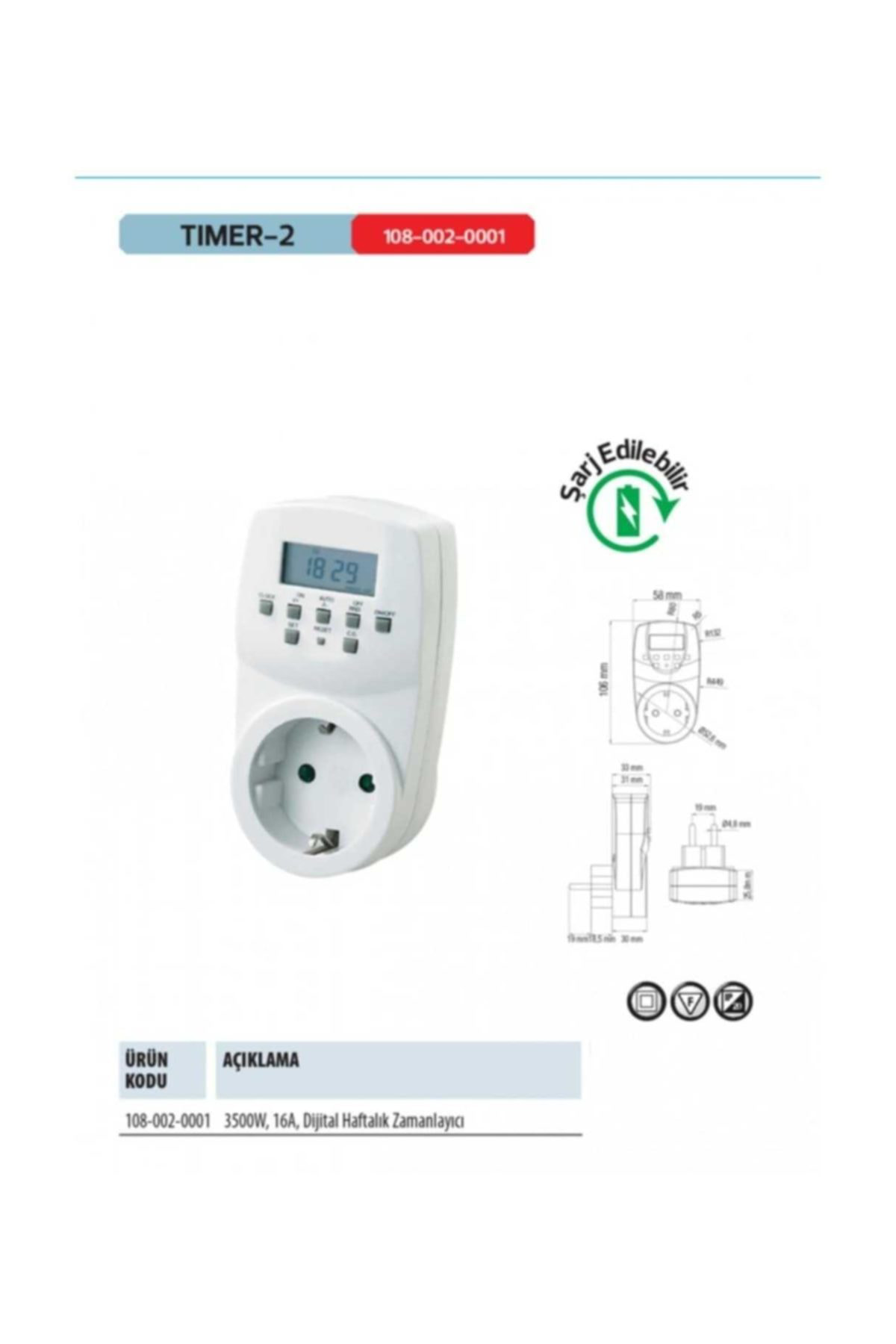 Dijital Zaman Saati Timer 20 Programlı