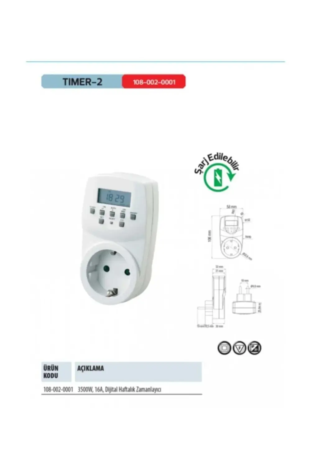 Dijital Zaman Saati Timer 20 Programlı