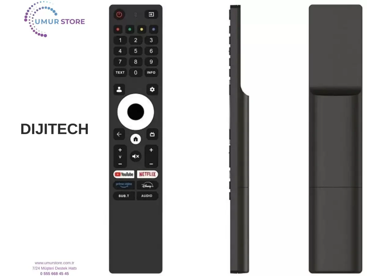 Dijitech İle Uyumlu Model 50DJF12000 Smart Tv Kumandası-Mikrofons