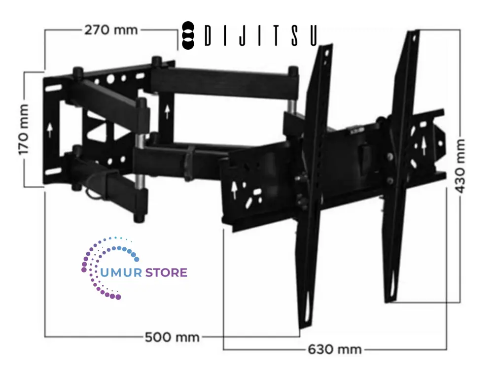 Dijitsu 65” (inç) Uyumlu Hareketli Katlanabilir TV Duvar Askı Apa