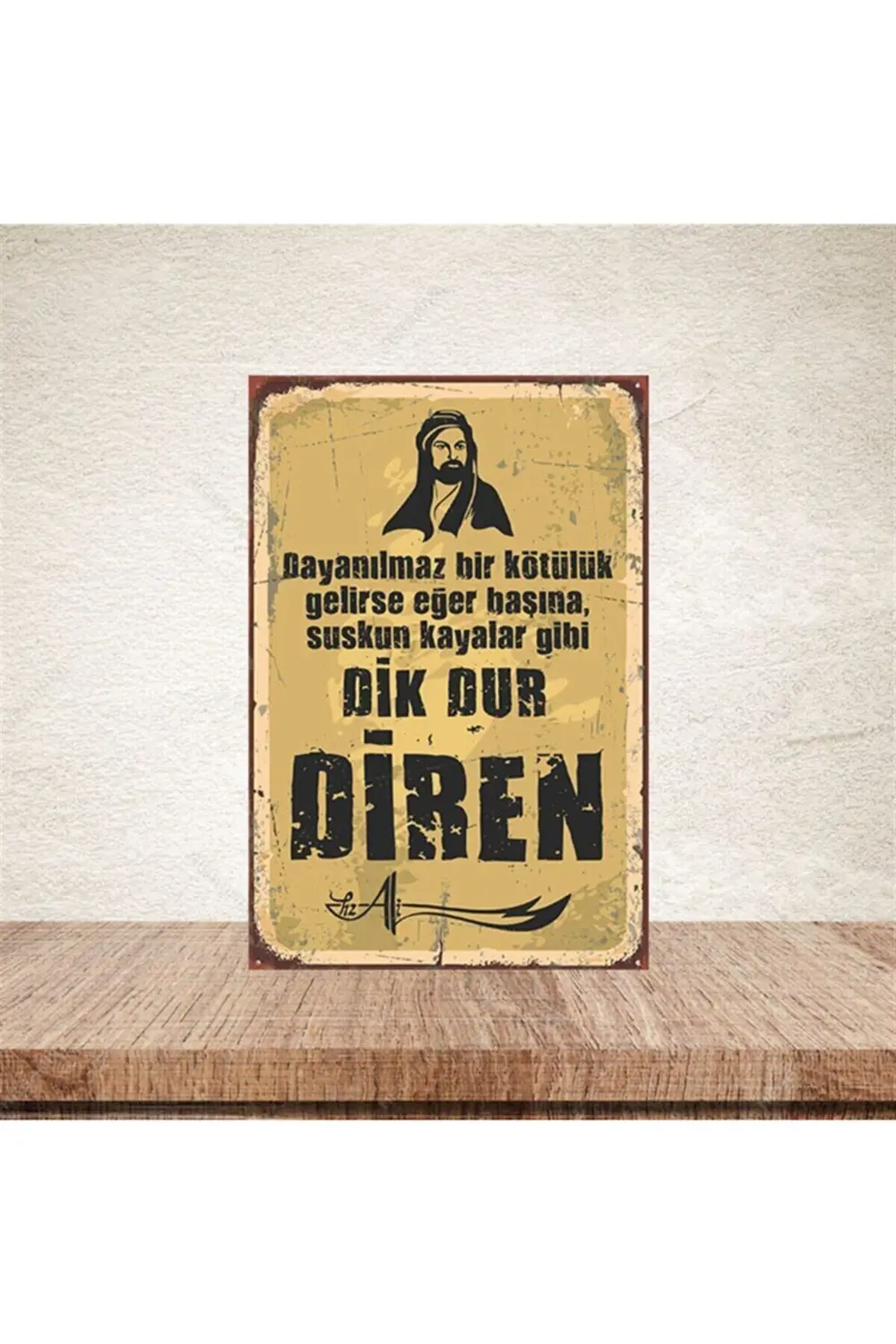 Dik Dur Diren 20-30 cm Retro Ahşap Poster