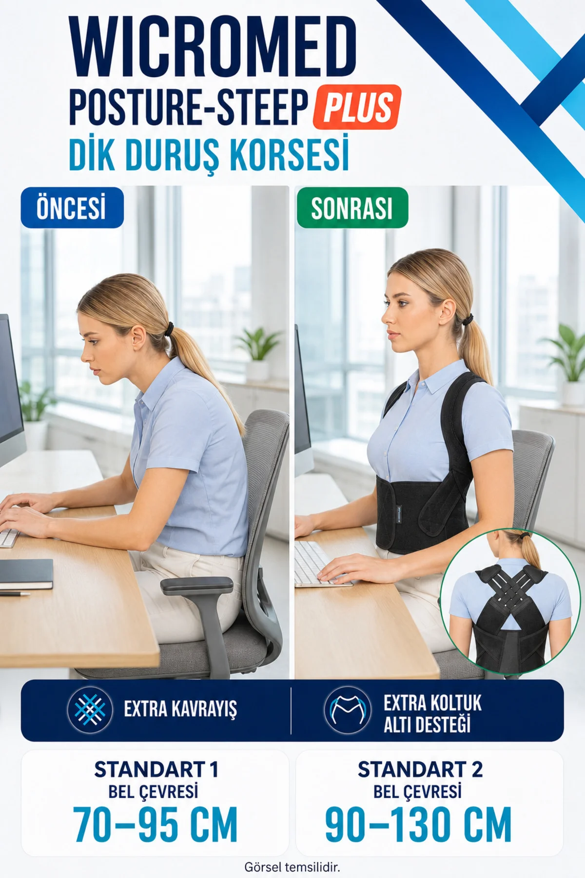 Dik Duruş - Posture Steeep Korsesi Lüx Standart 2 ( L-xl-2xl-3xl )