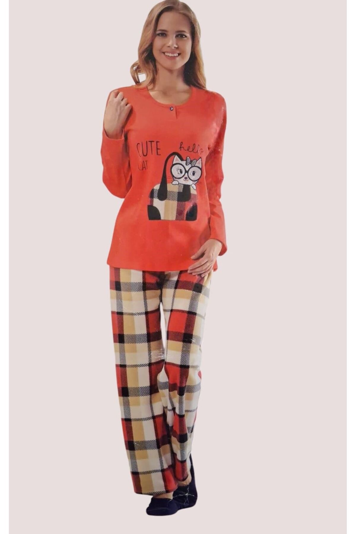 DİKA Kışlık Kadın Pijama Takımı NAR ÇiÇEĞİ