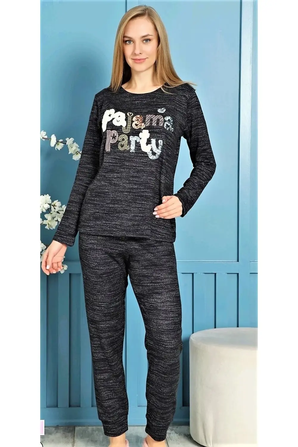 DİKA Örme Pijama Takım Navy Blue/ ZEN Ev Giyim