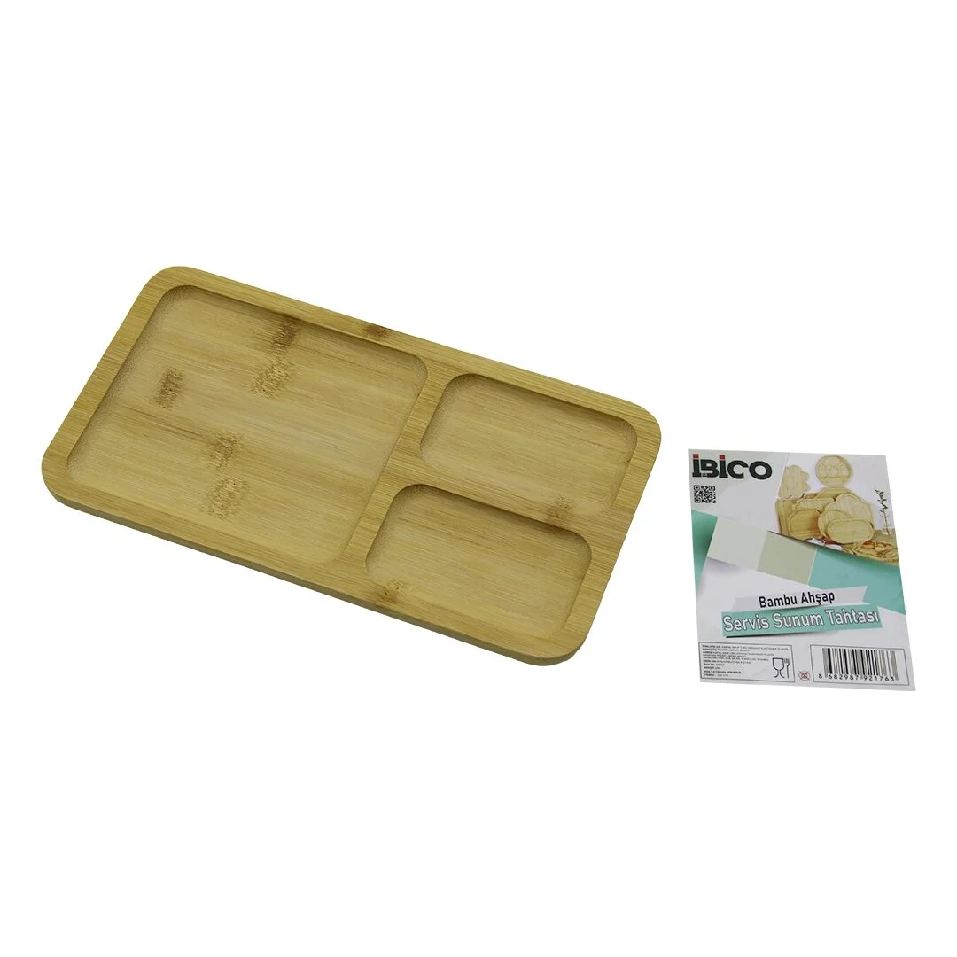Dikdörtgen 3 Bölmeli=2+1 Ahşap Bambu Servis Sunum Tepsi - Tahtası 24.8 X 13.8 X 1.4cm Bx40 Fiyatı, Yorumları ve Özellikleri