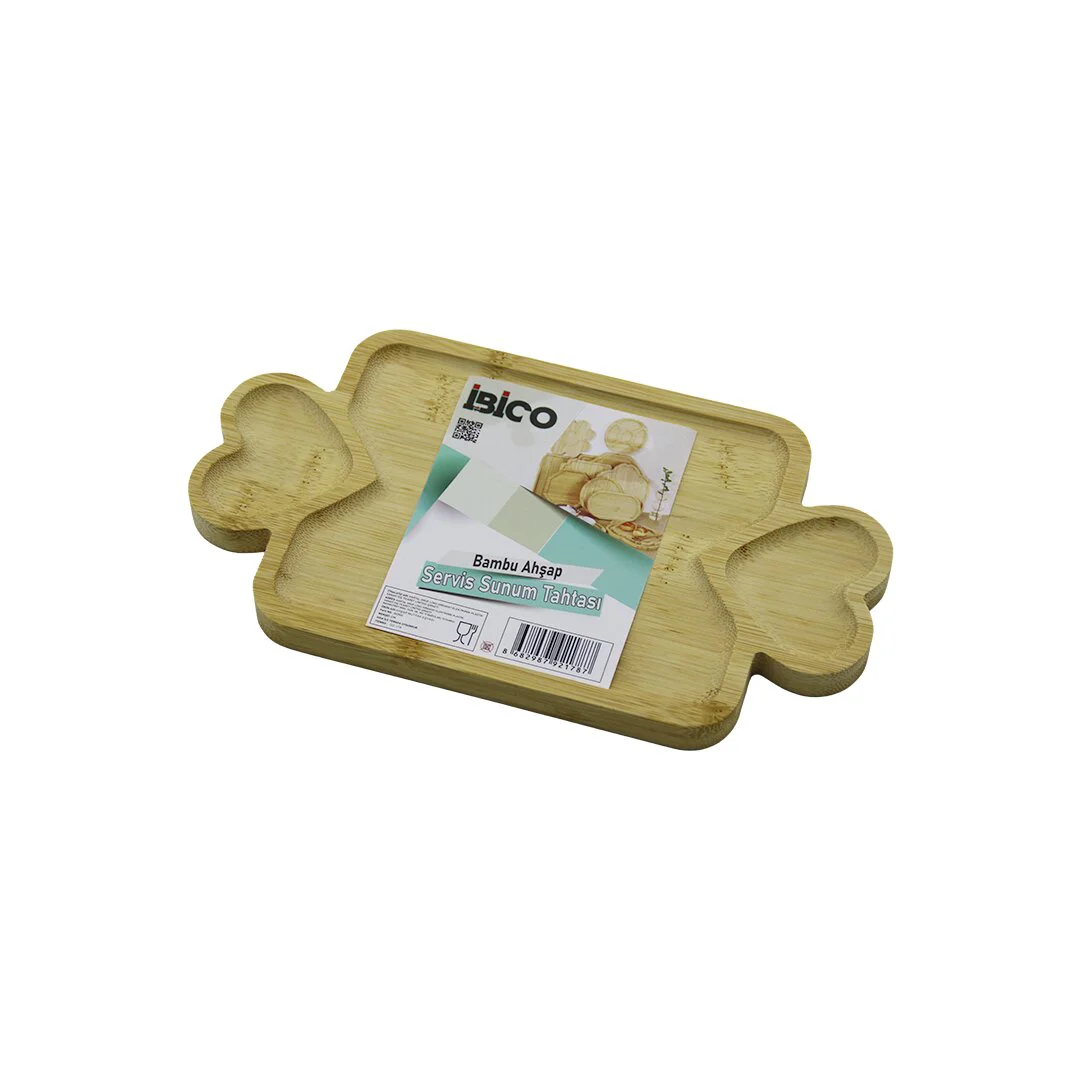 Dikdörtgen 3 BÖLMELİ=2İN1 Kalp Kulp - Bölme + 1 Ahşap Bambu Servis Sunum Tepsi - Tahtası 25 X 14 X 1.4CM Fiyatı, Yorumları ve Özellikleri