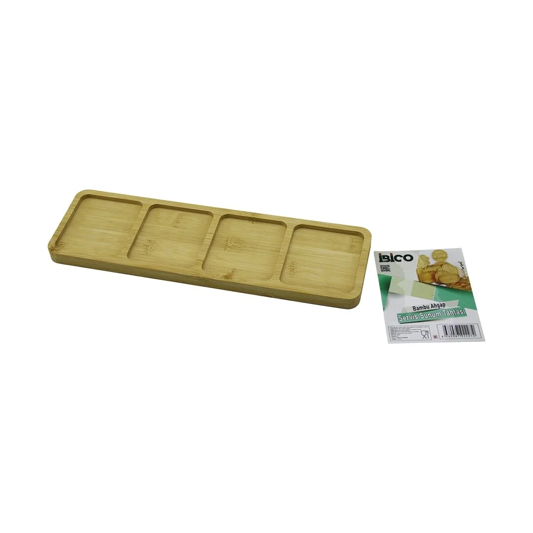 Dikdörtgen  4 Bölmeli  Ahşap Bambu Servis Sunum Tepsi - Tahtası  Mini Tepsi   33 X 10 X 1.4cm Bx40 Fiyatı, Yorumları ve Özellikleri