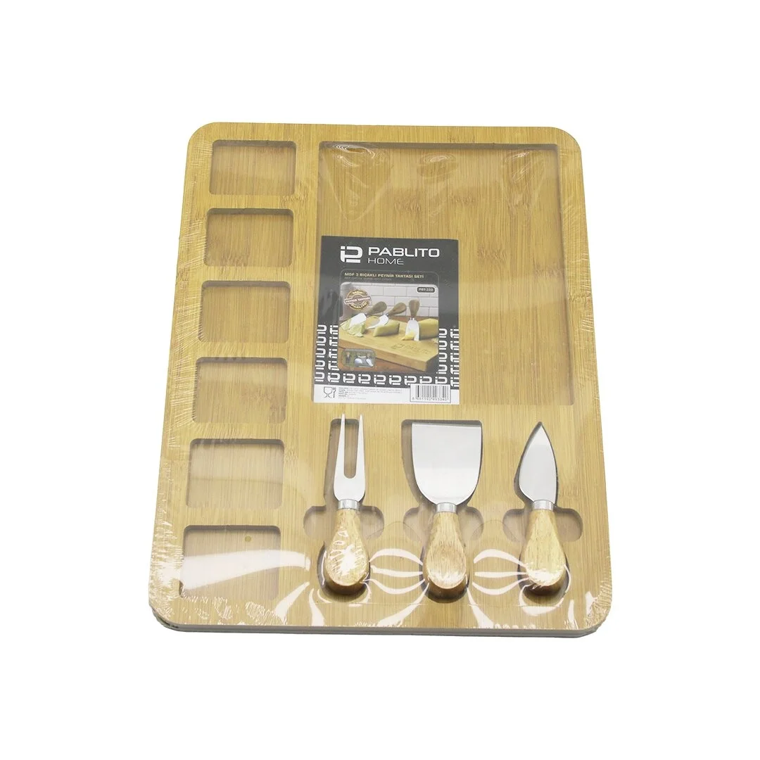 Dikdörtgen  6+1 Bölmeli   Mdf  Kahvaltı Peynir Sunum Panosu 3 Bıçak=ahşap Sap 30x39.5cm Bx40 Fiyatı, Yorumları ve Özellikleri