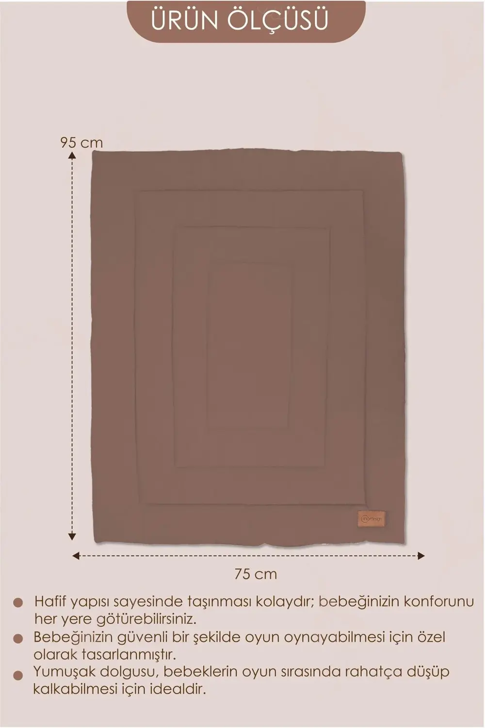 Dikdörtgen Bebek/Çocuk Oyun Halısı, Yenidoğan Emekleme Pedi, Akti