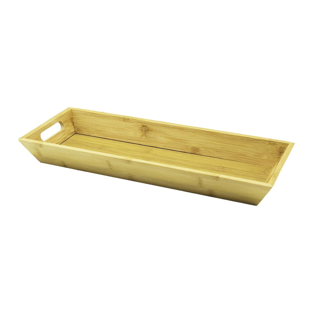 Dikdörtgen Çift Kulplu Ahşap Bambu Sunum Tepsisi =16X40CM - DERİN=4CM Dikdörtgen Çift Kulplu Ahşap Bambu Sunum Tepsisi =16X40CM - DERİN=4CM