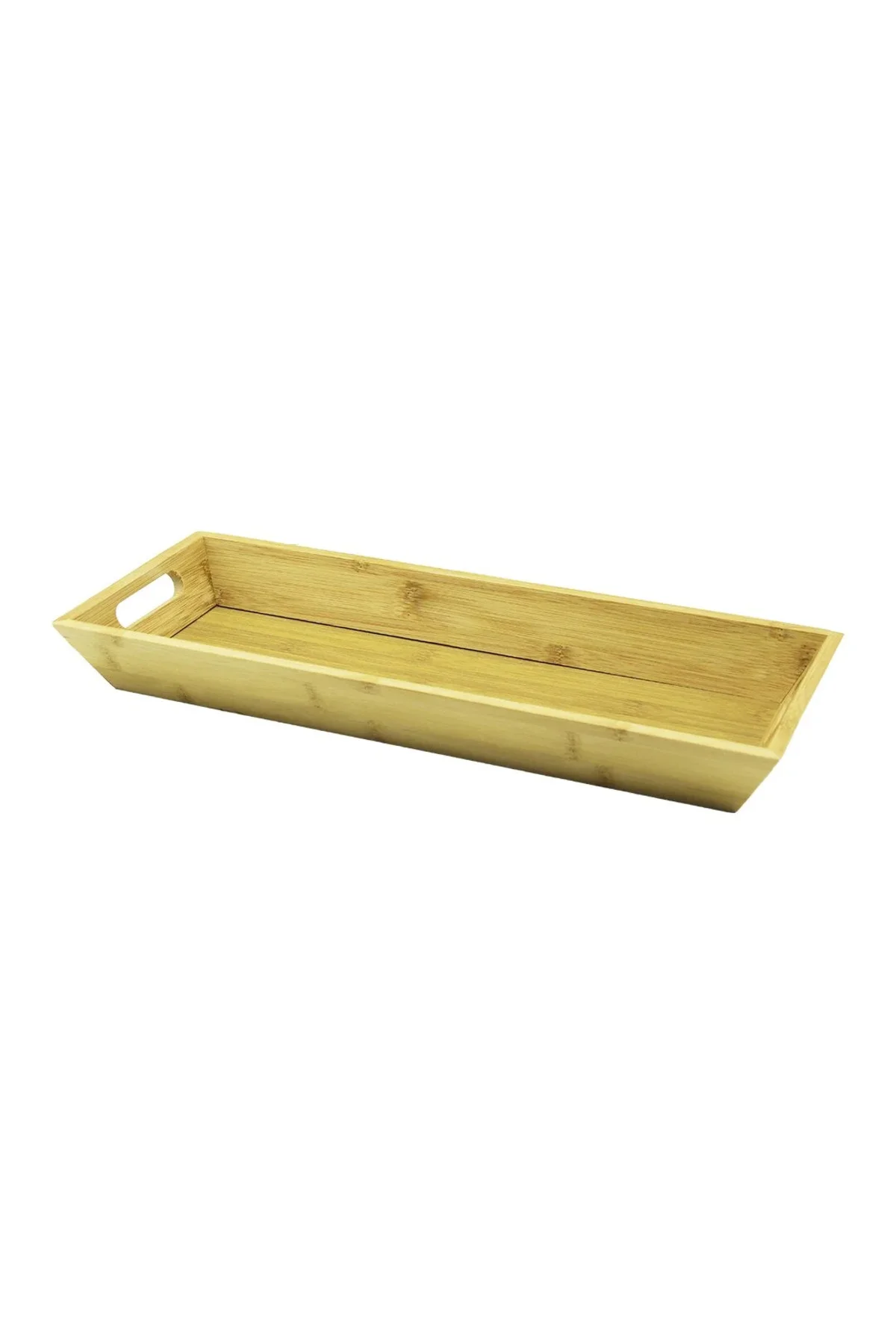 Dikdörtgen Çift Kulplu Ahşap Bambu Sunum Tepsisi =16X40CM - DERİN=4CM