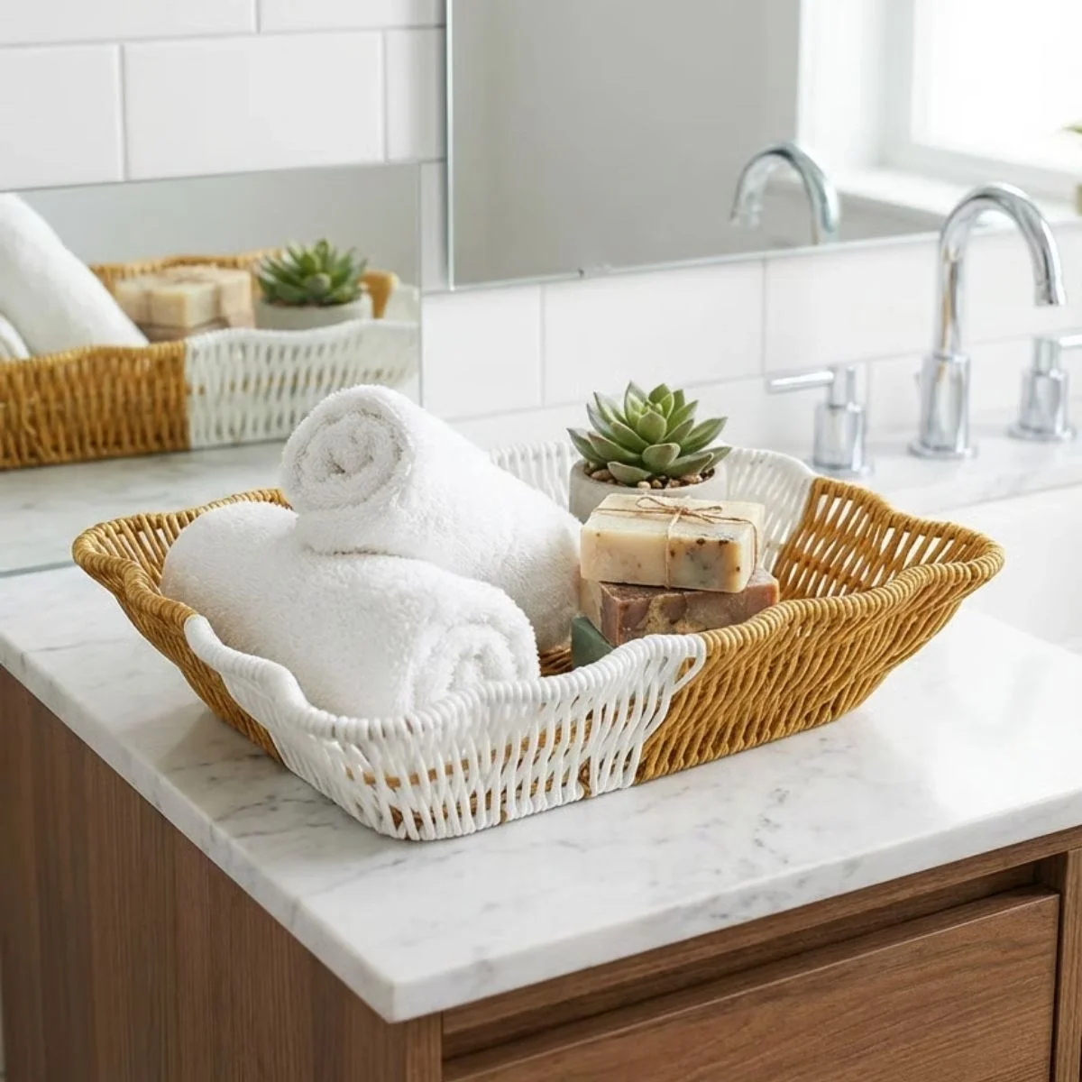 Dikdörtgen Çift Renkli Plastik Rattan Ekmek Ve Meyve Sepeti - Çok Amaçlı Banyo Ve Mutfak Düzenleyici - Yıkanabilir Tezgâh Üstü Organizer Bx40 Dikdörtgen Çift Renkli Plastik Rattan Ekmek Ve Meyve Sepeti - Çok Amaçlı Banyo Ve Mutfak Düzenleyici - Yıkanabilir Tezgâh Üstü Organizer Bx40