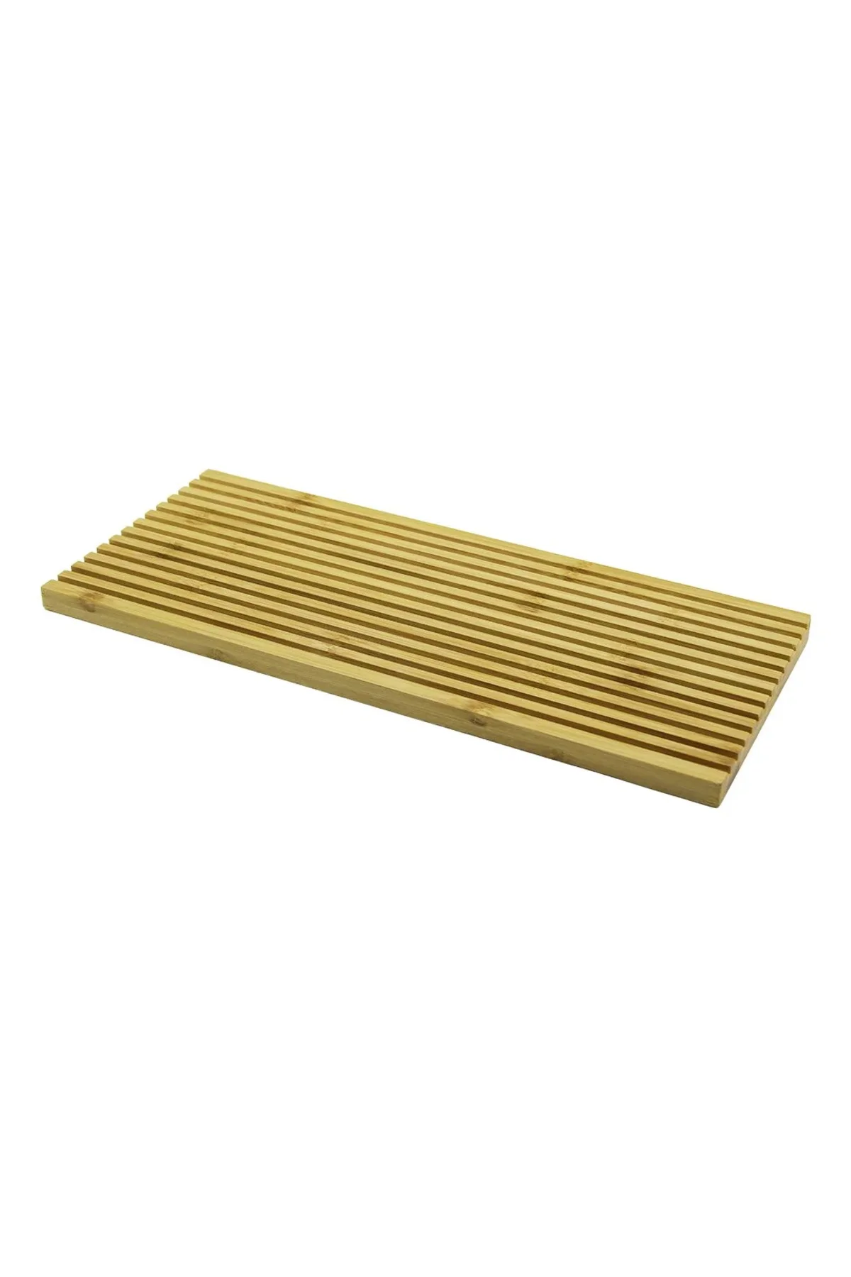 Dikdörtgen Çift Taraflı=düz - Dalgalı Oyuk Klı Ahşap Bambu Sunum Tepsi 17X39X1.5CM