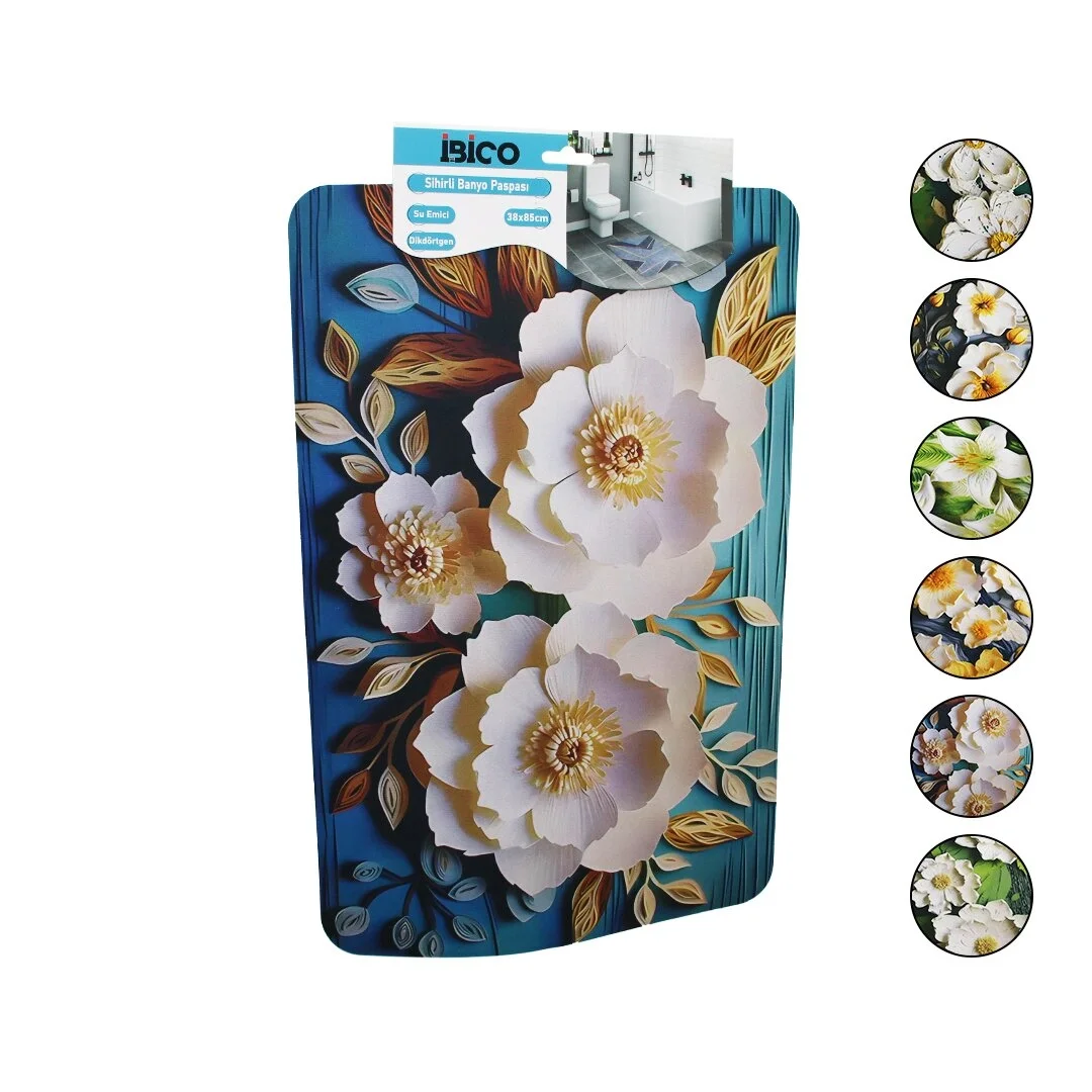 Dikdörtgen - Desenli   38x85cm   Su Emici - Sihirli  Banyo Paspası  Elastik Bx40 Fiyatı, Yorumları ve Özellikleri