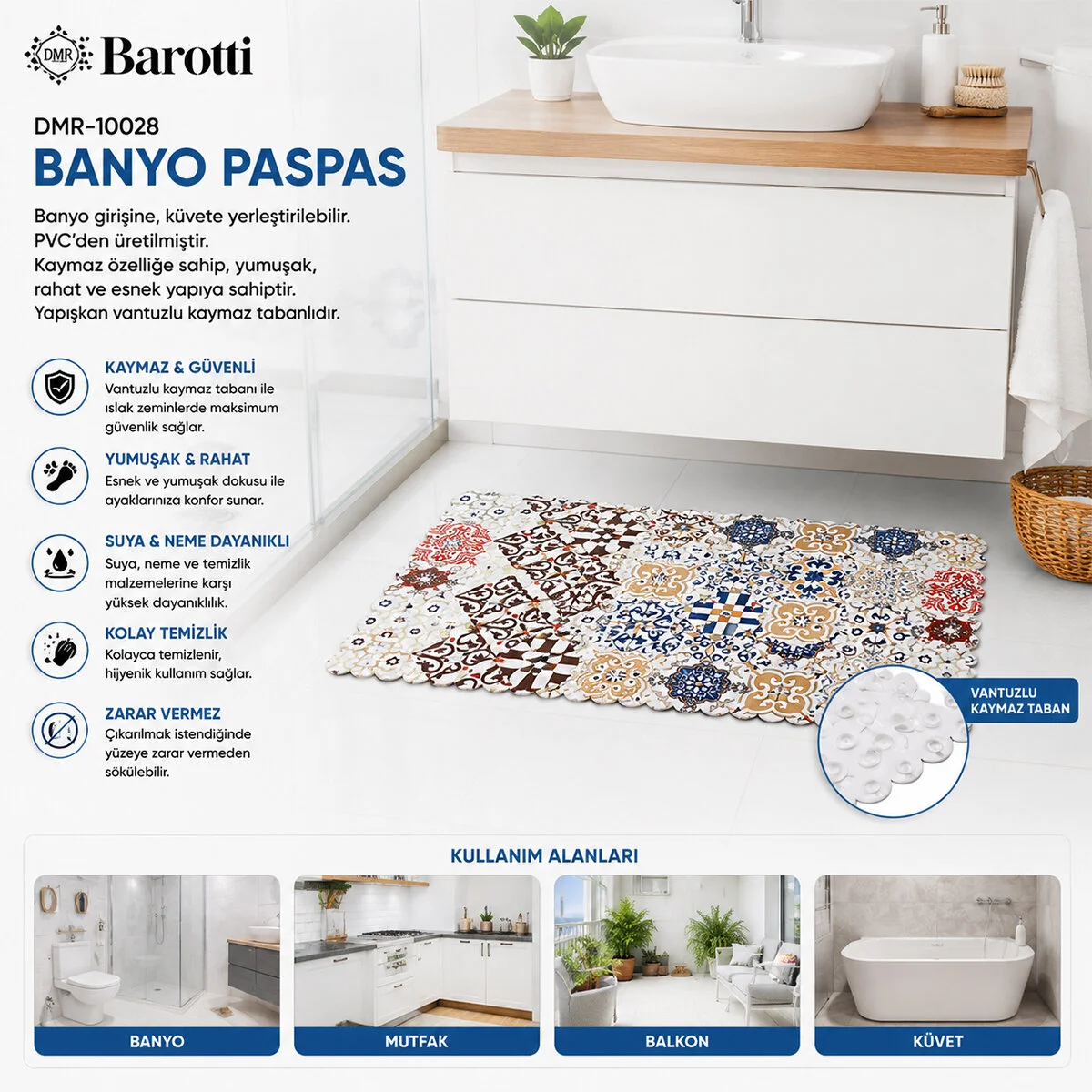 Dikdörtgen Desenli 70 X 34 Cm Su Emici - Sihirli Kaydırmaz Banyo - Küvet Paspas Dikdörtgen Desenli 70 X 34 Cm Su Emici - Sihirli Kaydırmaz Banyo - Küvet Paspas