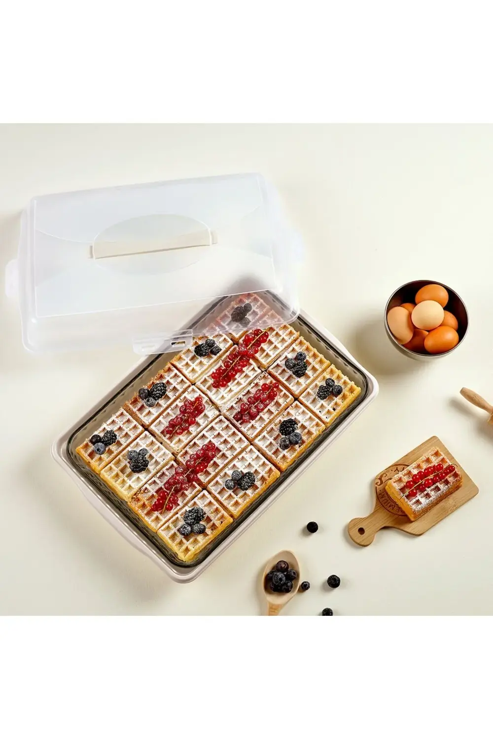 Dikdörtgen Kek Pasta Börek Saklama Kabı, Kilitli Borcam Taşıma Ka