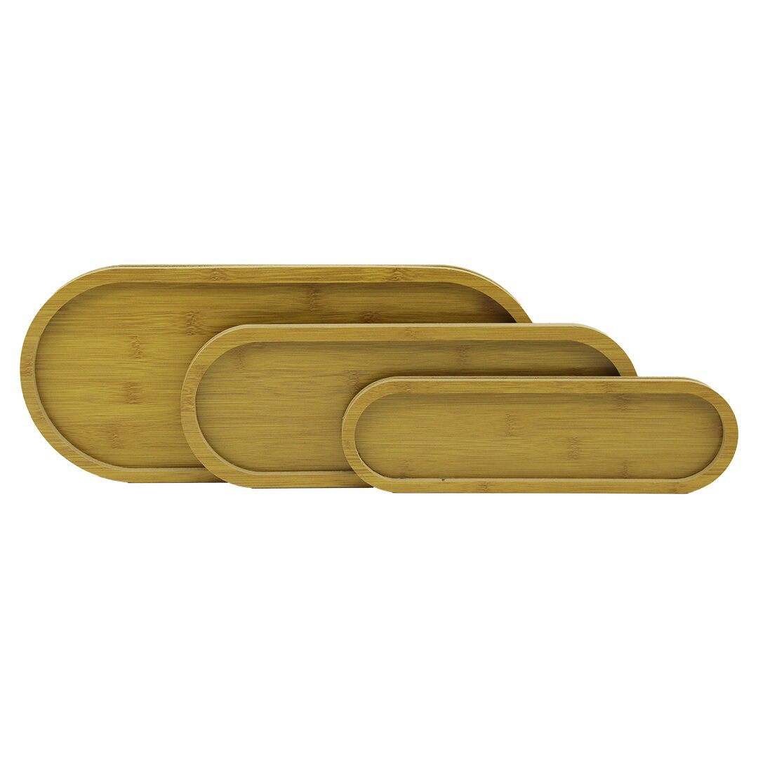 DİKDÖRTGEN - OVAL KENAR - 3LÜ SET AHŞAP MDF SUNUM TEPSİ SETİ 10X3