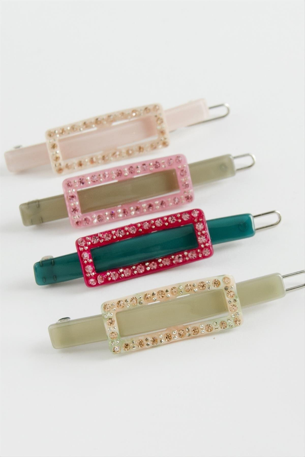 Dikdörtgen Taşlı Klipsli Toka