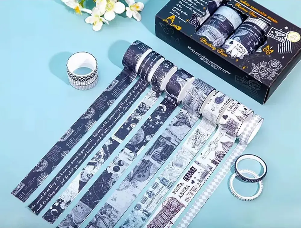 Dikdörtgen Vintage Washi Tape Bant Yapışkanlı Maskeleme Kağıdı De