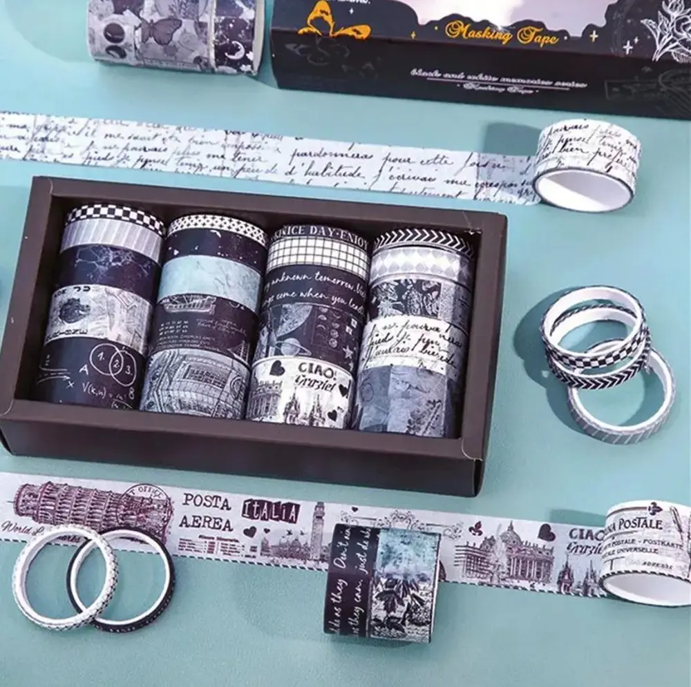 Dikdörtgen Vintage Washi Tape Bant Yapışkanlı Maskeleme Kağıdı De