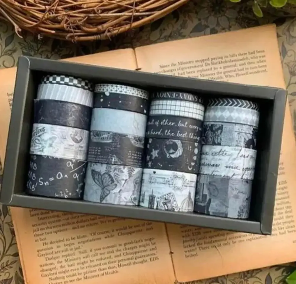Dikdörtgen Vintage Washi Tape Bant Yapışkanlı Maskeleme Kağıdı De