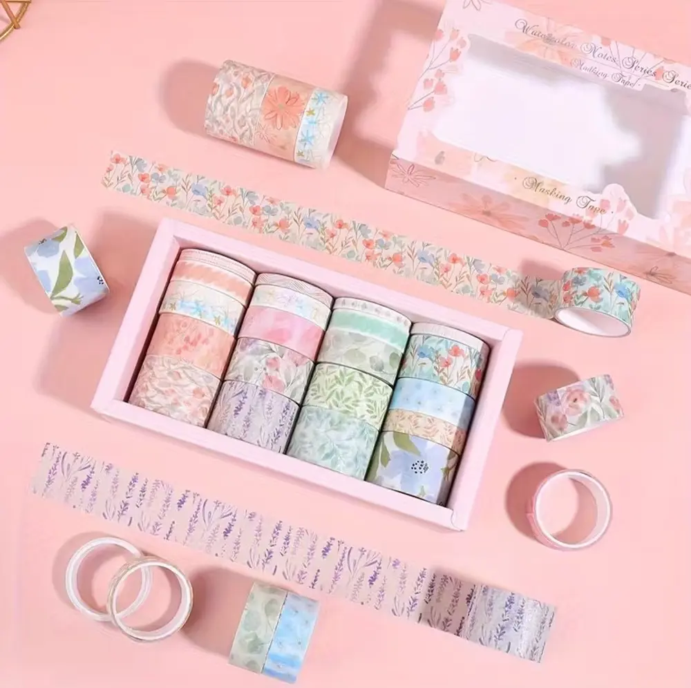 Dikdörtgen Vintage Washi Tape Bant Yapışkanlı Maskeleme Kağıdı De