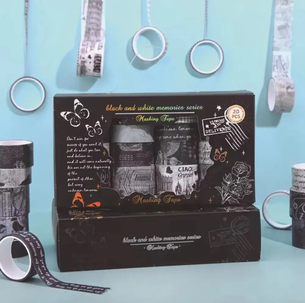 Dikdörtgen Vintage Washi Tape Bant Yapışkanlı Maskeleme Kağıdı De