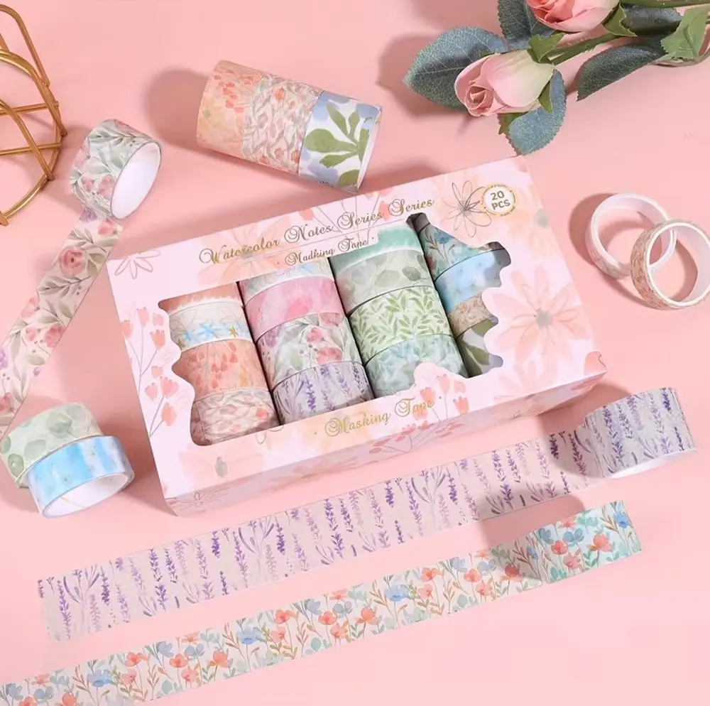 Dikdörtgen Vintage Washi Tape Bant Yapışkanlı Maskeleme Kağıdı De