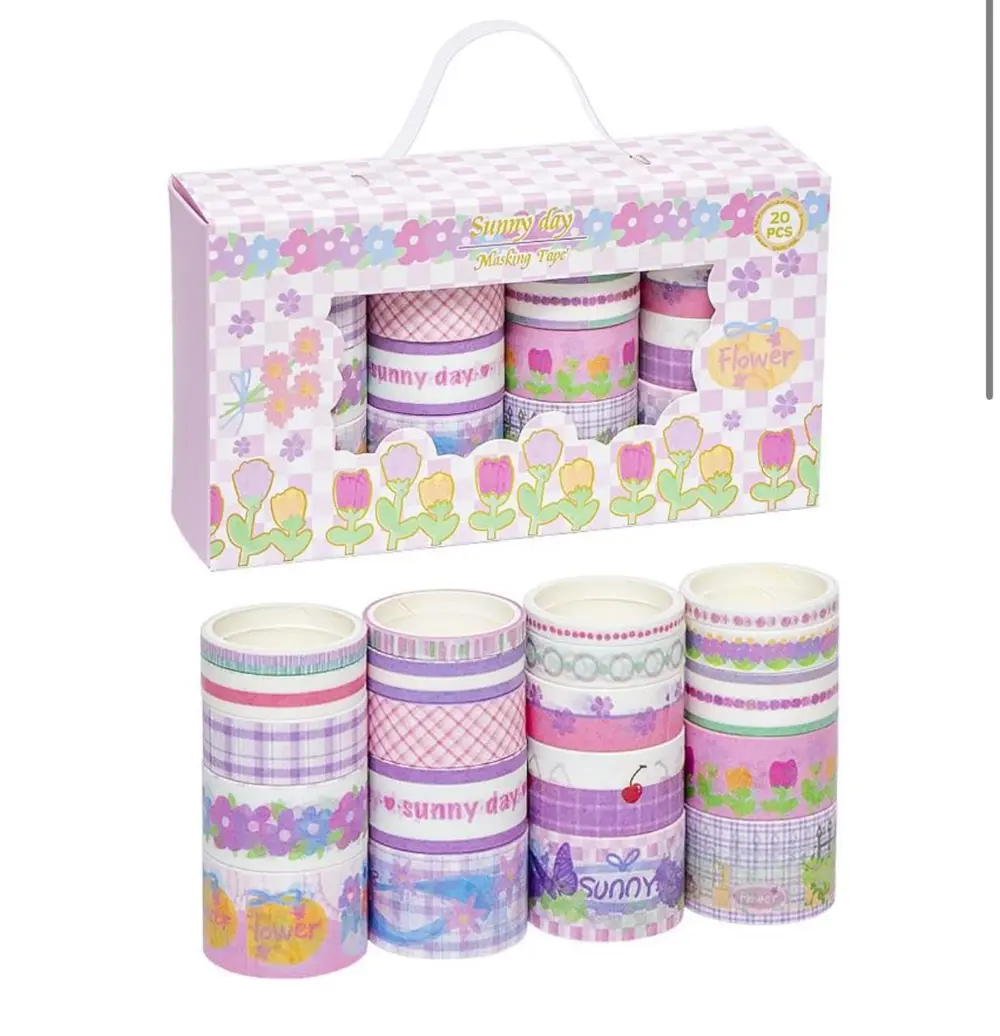 Dikdörtgen Vintage Washi Tape Bant Yapışkanlı Maskeleme Kağıdı De