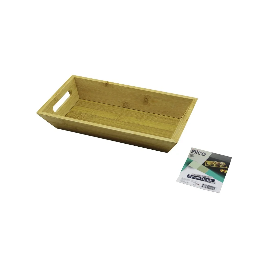 Dikdörtgen=16x30cm  Derin=4.5cm  Ahşap Bambu Sunum Tepsisi Çift Oyma Kulplu Bx40 Fiyatı, Yorumları ve Özellikleri