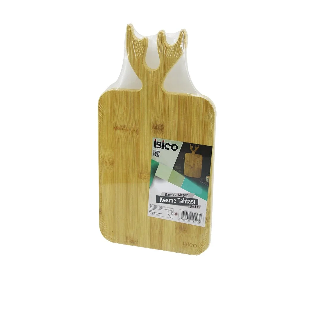 Dikdörtgen=22x38cm  Ahşap Bambu Kesim Panosu - Kesme Tahtası Geyik Boynuz Figür Saplı Bx40 Fiyatı, Yorumları ve Özellikleri