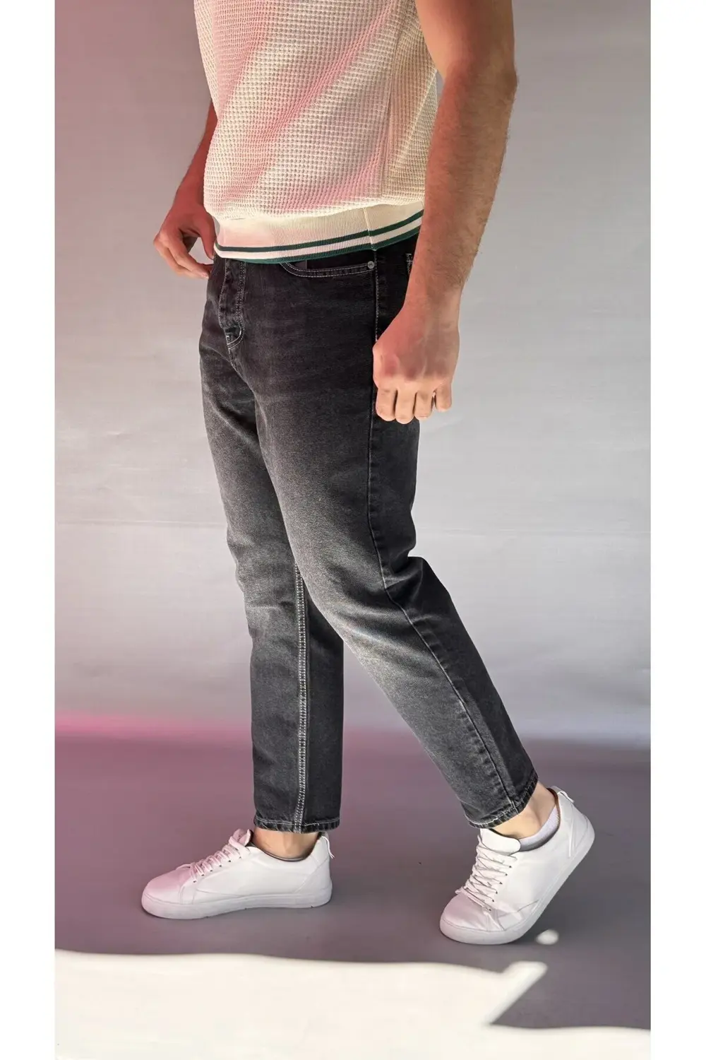 Dikiş Detay Yıkamalı Boyfriend Pantolon