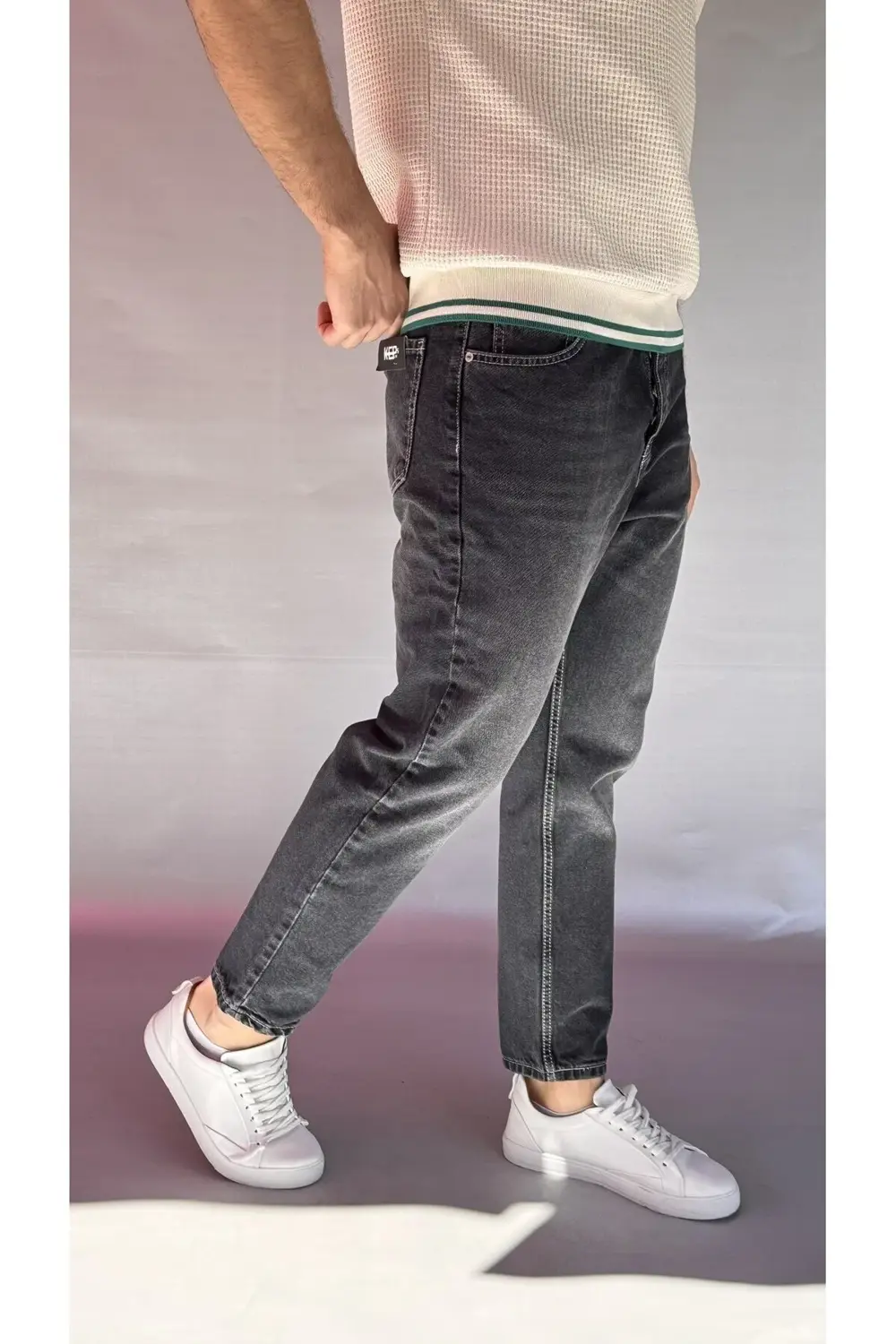 Dikiş Detay Yıkamalı Boyfriend Pantolon