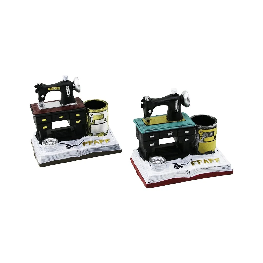 Dikiş Makine Vintage Dekoratif Biblo - Renkli Kalemlik 12x13.5x9cm Reçine Bx40 Dikiş Makine Vintage Dekoratif Biblo - Renkli Kalemlik 12x13.5x9cm Reçine Bx40