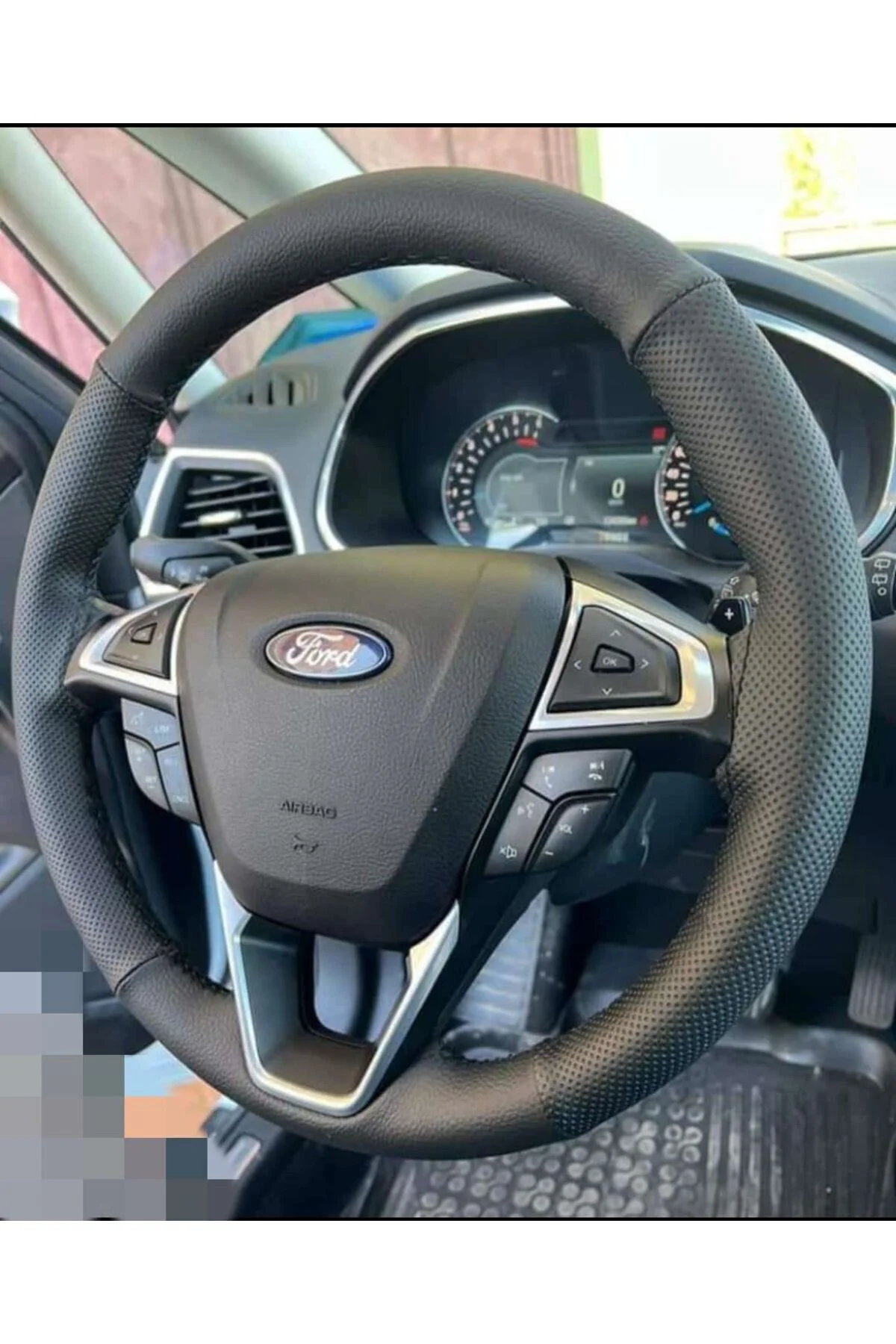 Dikişli Deri Direksiyon Kılıfı Damarlı Noktalı Ithal Deri Siyah Dikişli Ford Grubu
