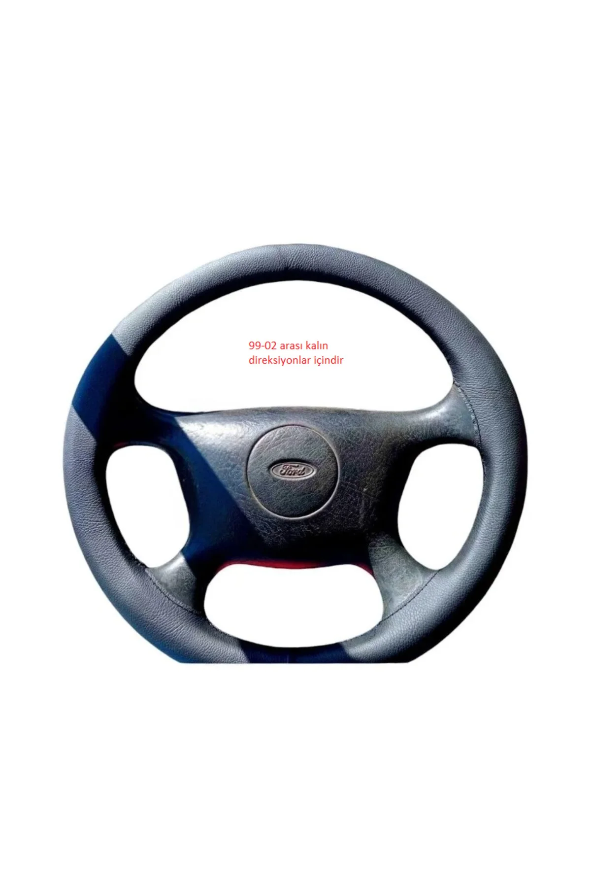 Dikişli Deri Direksiyon Kılıfı Damarlı Siyah Deri Siyah Dikişli Ford Transit 1999-2002 Için
