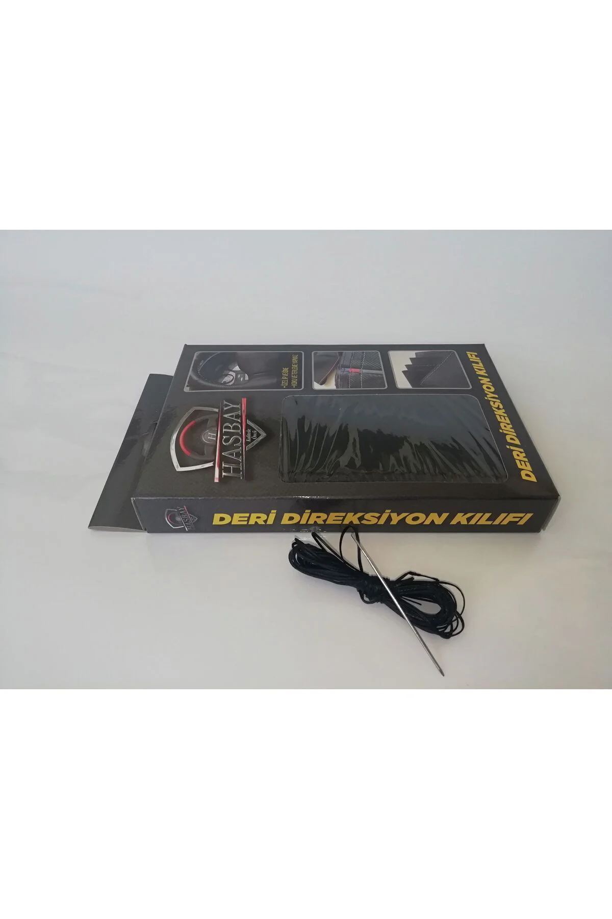Dikişli Deri Direksiyon Kılıfı Ithal Nokta/damarlı Siyah Dikişli 