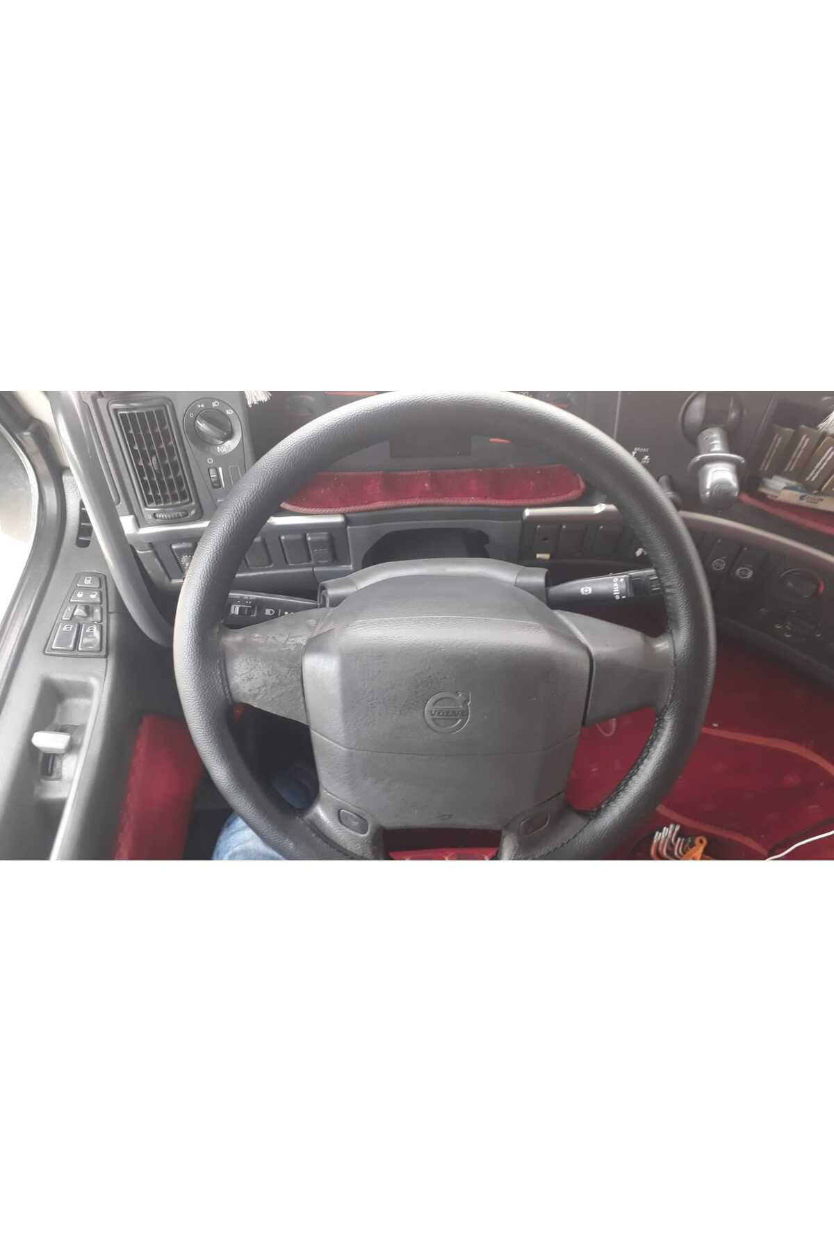 Hasbay Dikişli Direksiyon Kilifi Siyah Deri Siyah Dikişli Volvo Tir Kamy