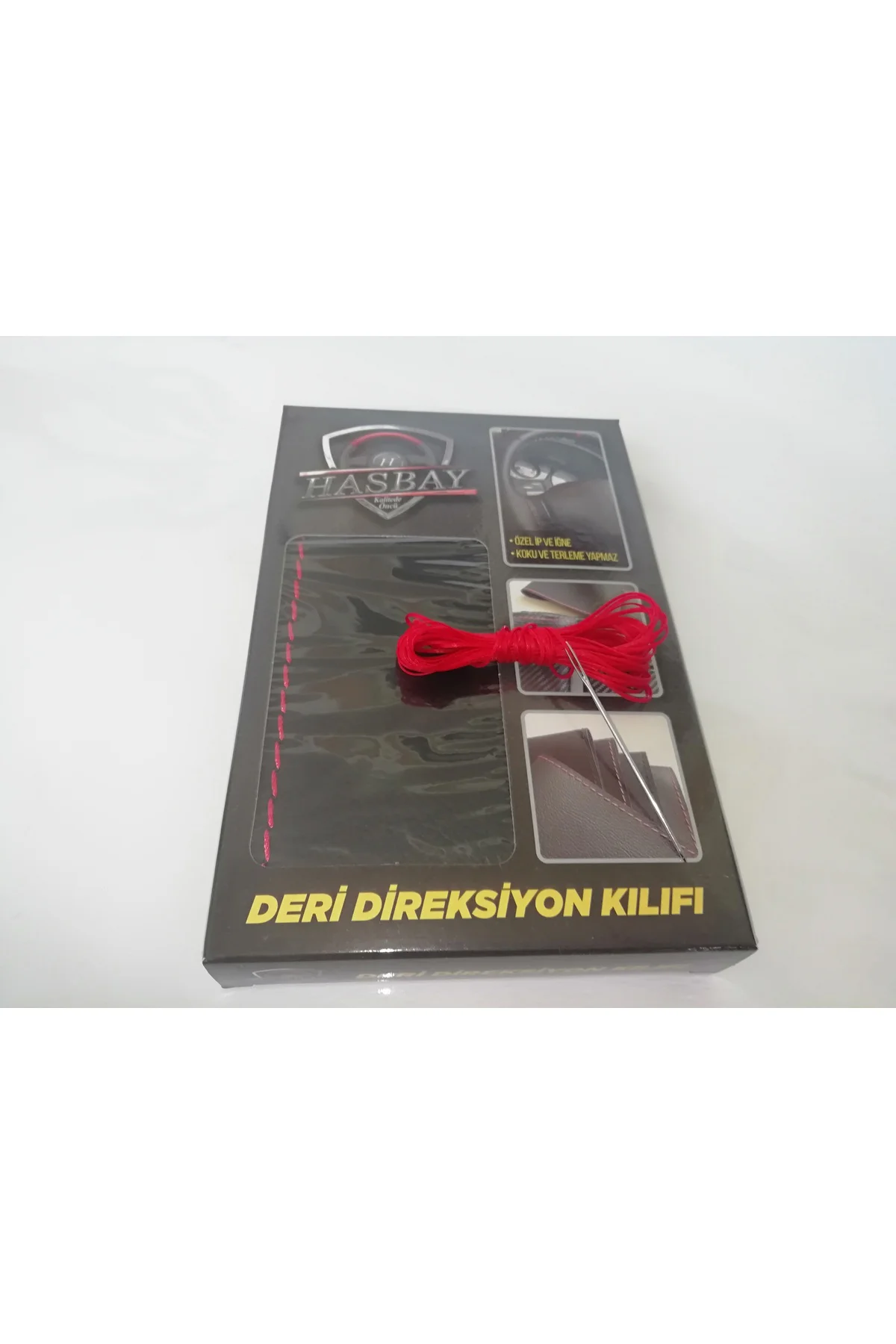 Dikişli Direksiyon Kılıfı Noktalı Nubuk Kırmızı Yüzük Kırmızı Dikiş Audi A3 İçin