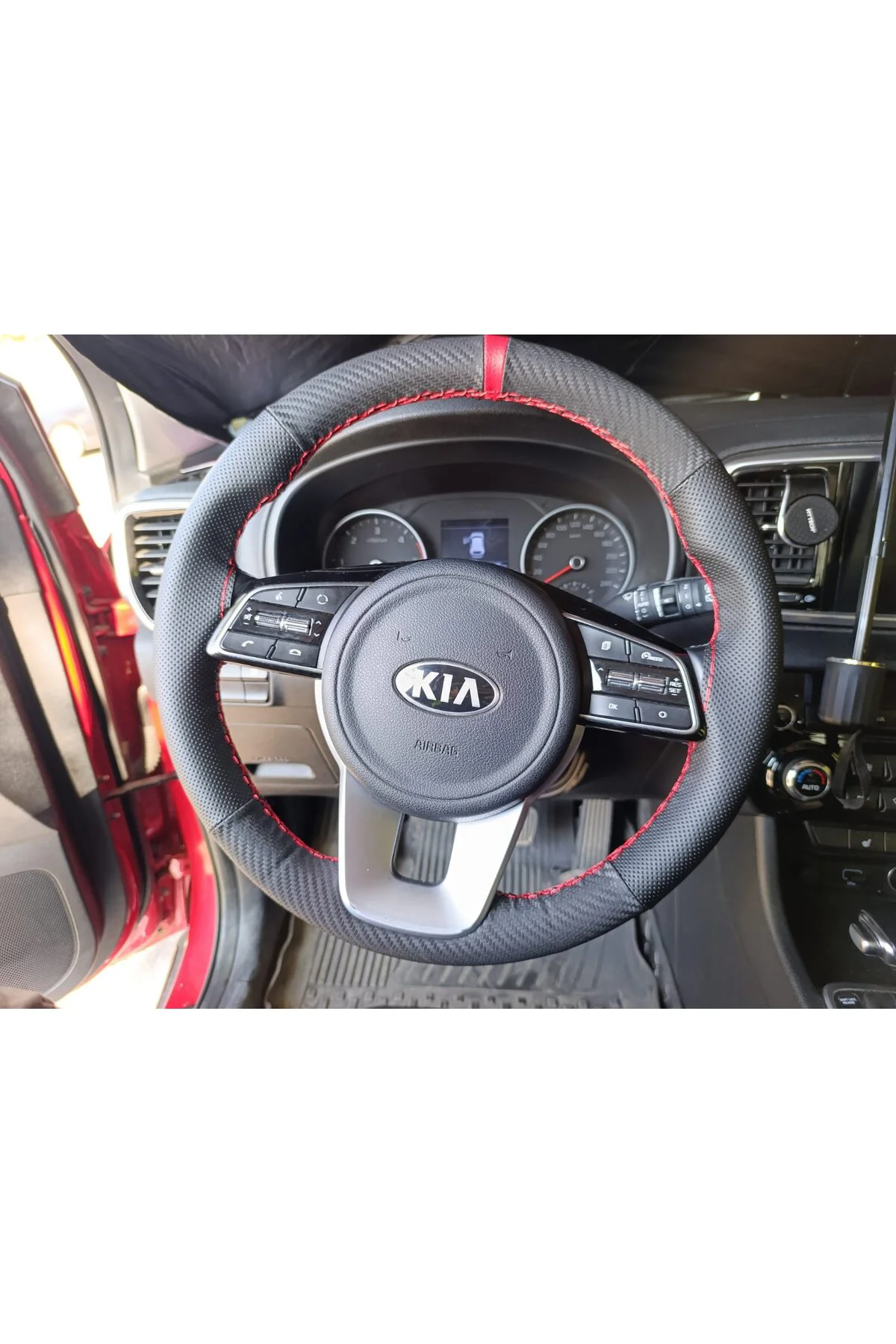 DİKİŞLİ DİREKSİYON KILIFI KARBON / NOKTA KIRMIZI YÜZÜK KIRMIZI DİKİŞLİ KİA SPORTAGE İÇİN DİKİŞLİ DİREKSİYON KILIFI KARBON / NOKTA KIRMIZI YÜZÜK KIRMIZI DİKİŞLİ KİA SPORTAGE İÇİN