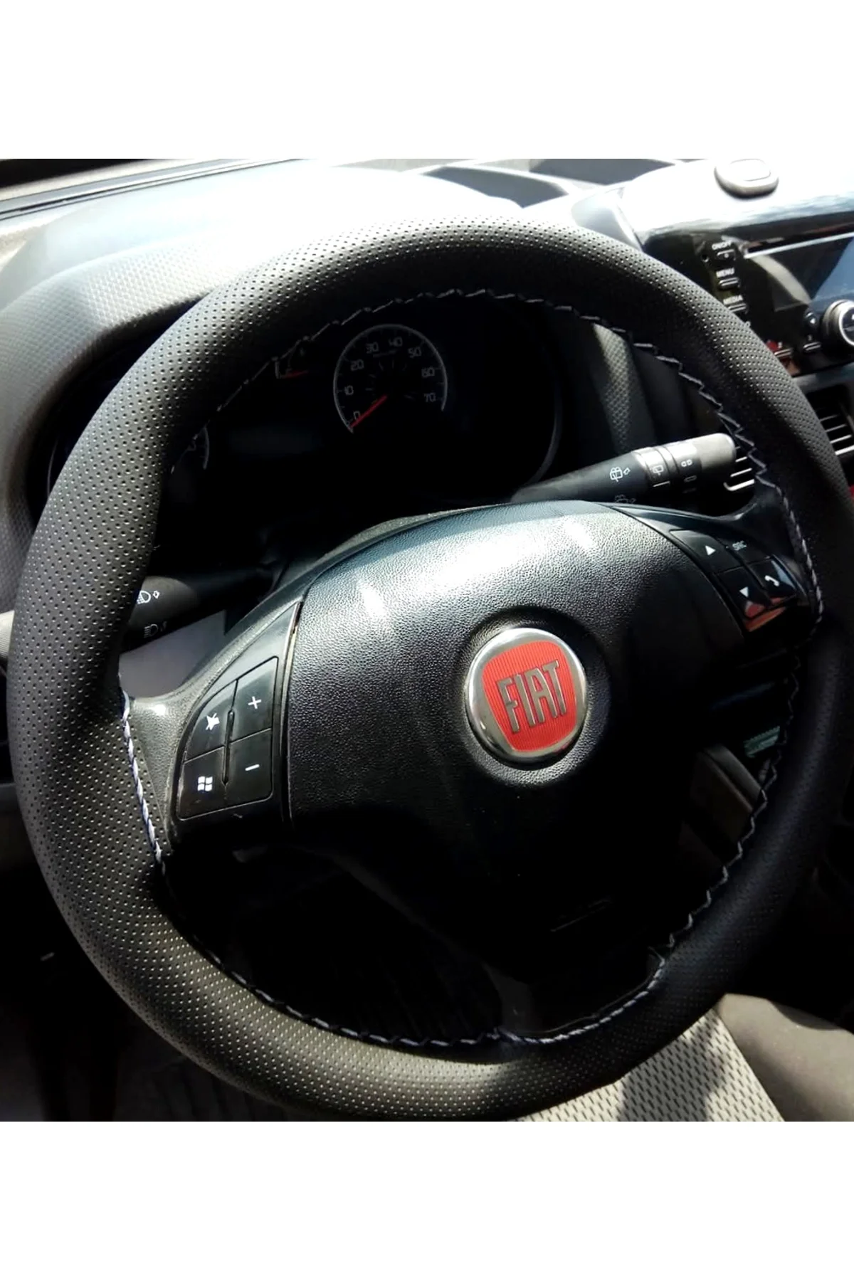 DİKİŞLİ DİREKSİYON KILIFI NOKTALI DERİ GRİ DİKİŞLİ FIAT LİNEA İÇİ
