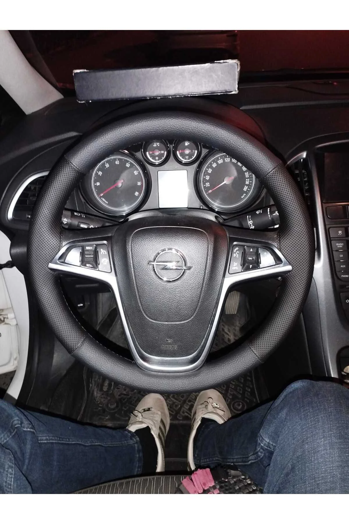 Dikişli Direksiyon Kılıfı Damarlı Noktalı Deri Siyah Dikişli Opel Astra Için Insignia