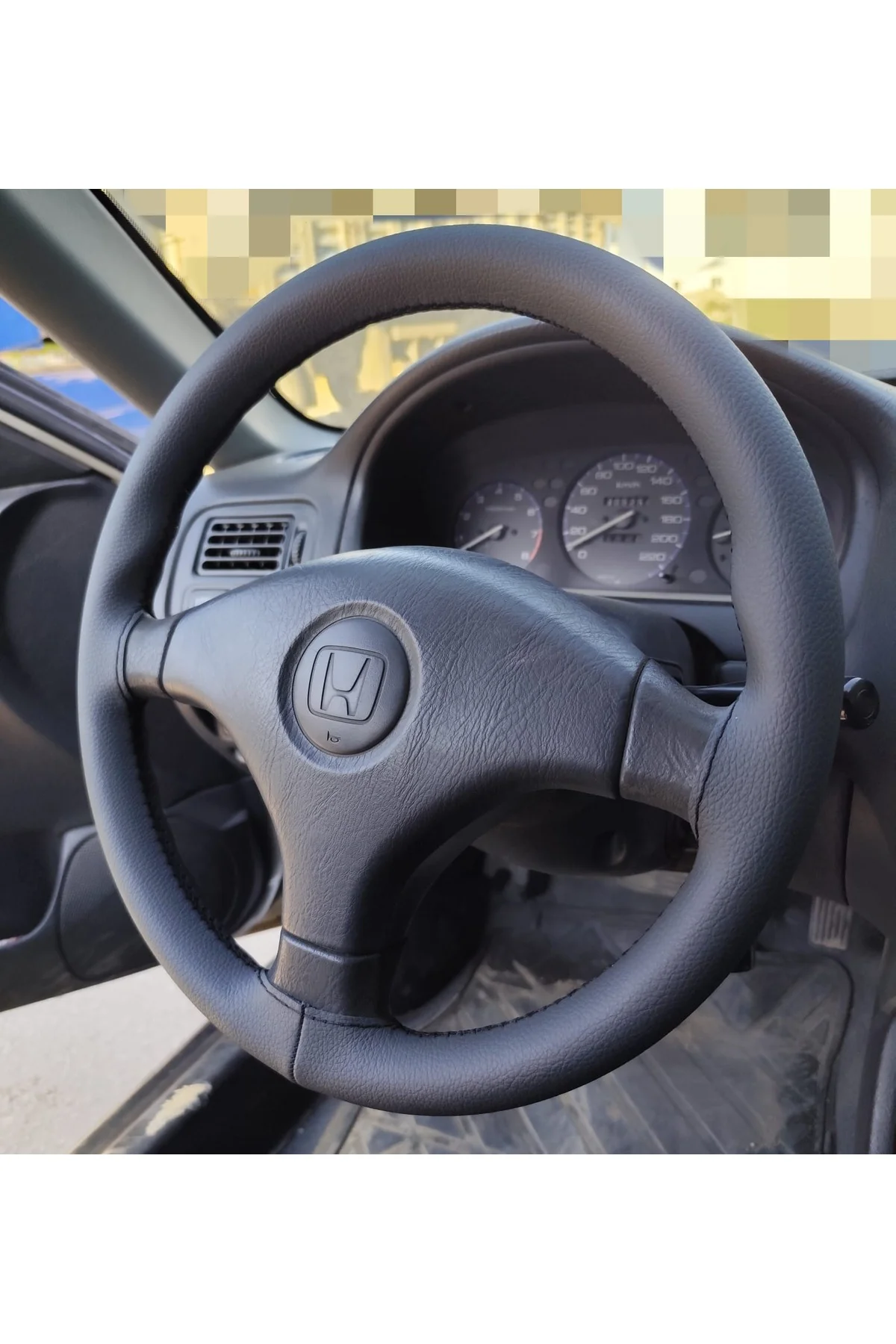 DİKİŞLİ DİREKSİYON KILIFI SİYAH DERİ SİYAH DİKİŞLİ HONDA CİVİC İES İÇİN